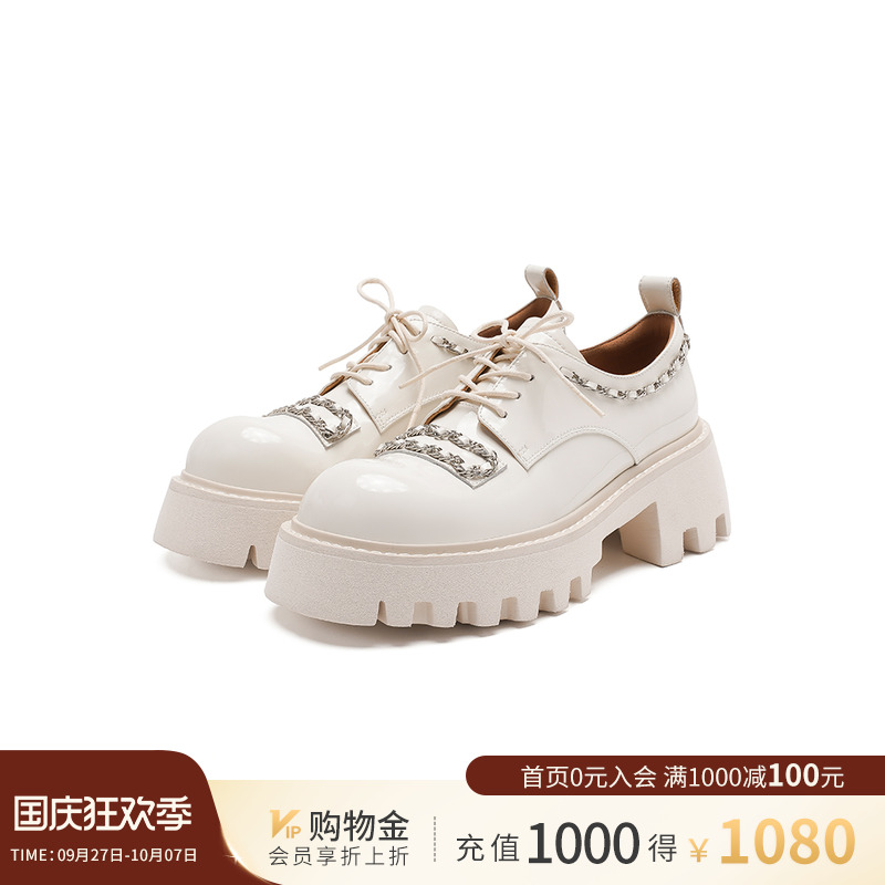 诺贝达松糕底英伦水钻小皮鞋