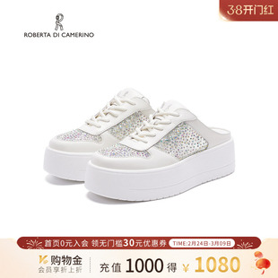 诺贝达夏季新款水钻拖鞋时尚百搭休闲厚底内增高半拖鞋RCM265401