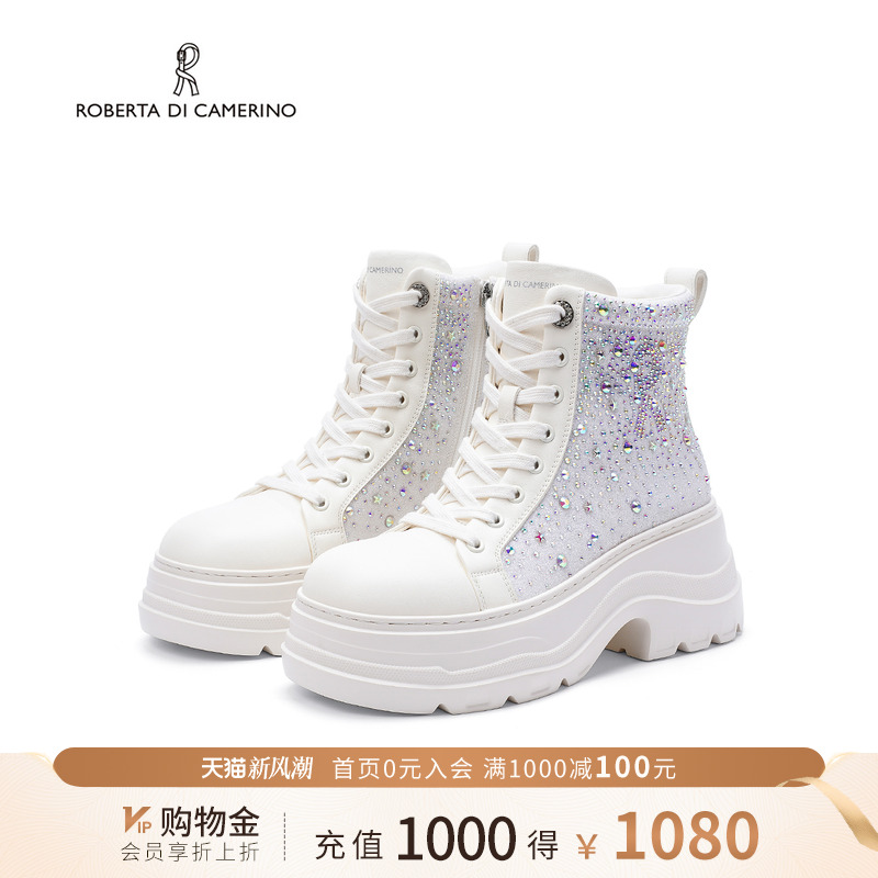 诺贝达冬季马丁靴满天星气质中筒靴气质短靴新款女靴RCA245928