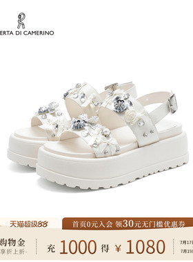 诺贝达2026新款女凉鞋蝴蝶结水钻厚底休闲百搭一字带女鞋RM268207