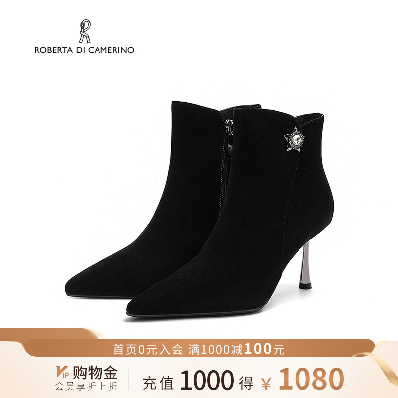 诺贝达时装靴水钻细跟欧美风