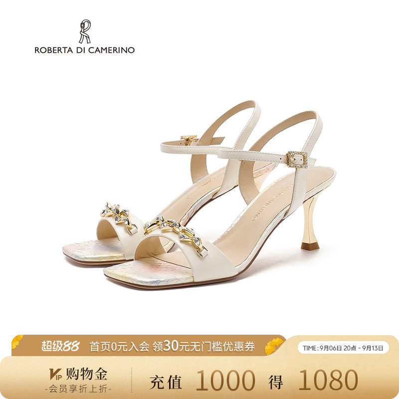诺贝达2025夏季新款细跟女士时尚舒适方头露趾时装凉鞋RM258203图片
