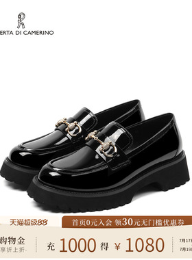 诺贝达2026春季新款乐福鞋黑色厚底小皮鞋简约百搭女单鞋RS267001