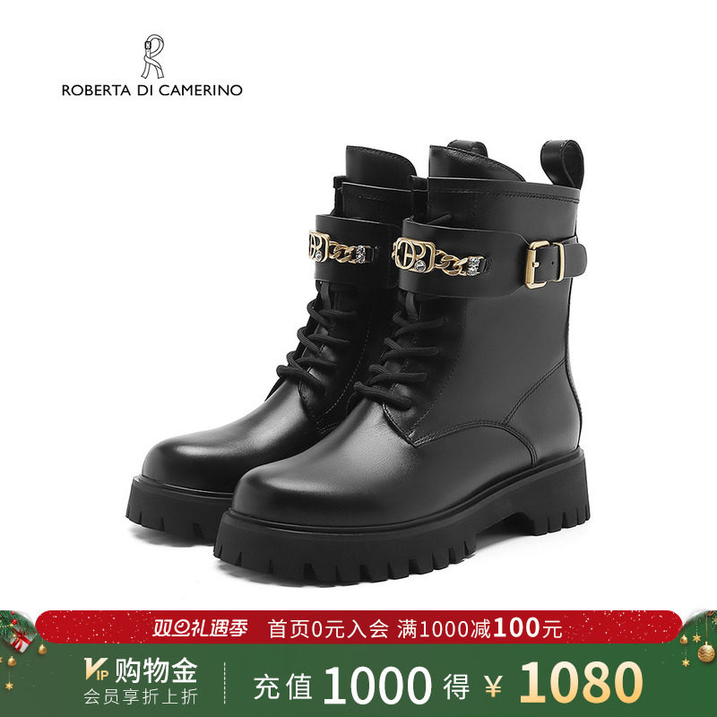 诺贝达马丁靴猪皮革橡胶发泡