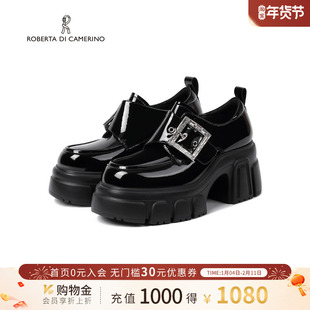 诺贝达方扣水钻乐福鞋秋季新款百搭休闲鞋厚底增高女鞋RS266105