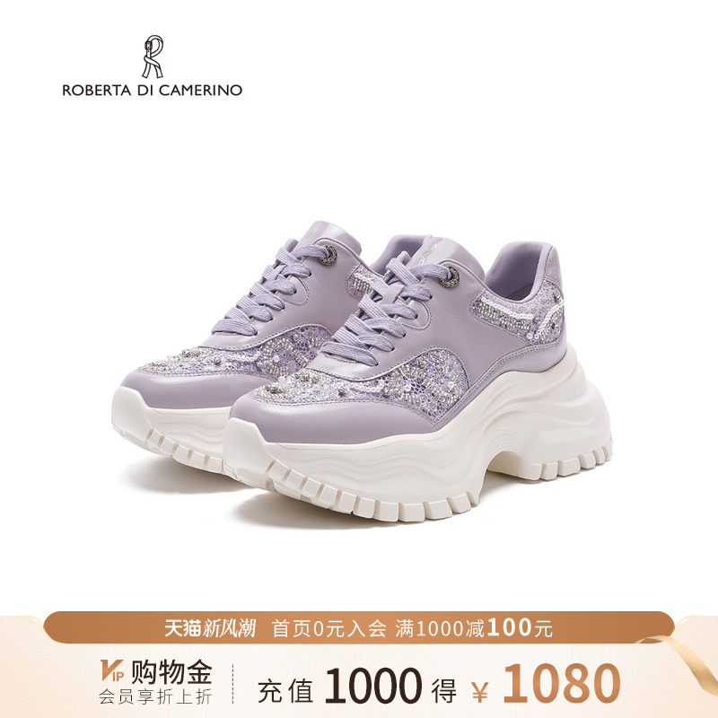 诺贝达2025春夏季新款时尚百搭蕾丝厚底增高休闲老爹鞋RCM256001