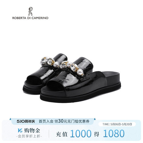 诺贝达简约穆勒拖2025夏季新款时尚珍珠舒适厚底休闲凉鞋RM257006