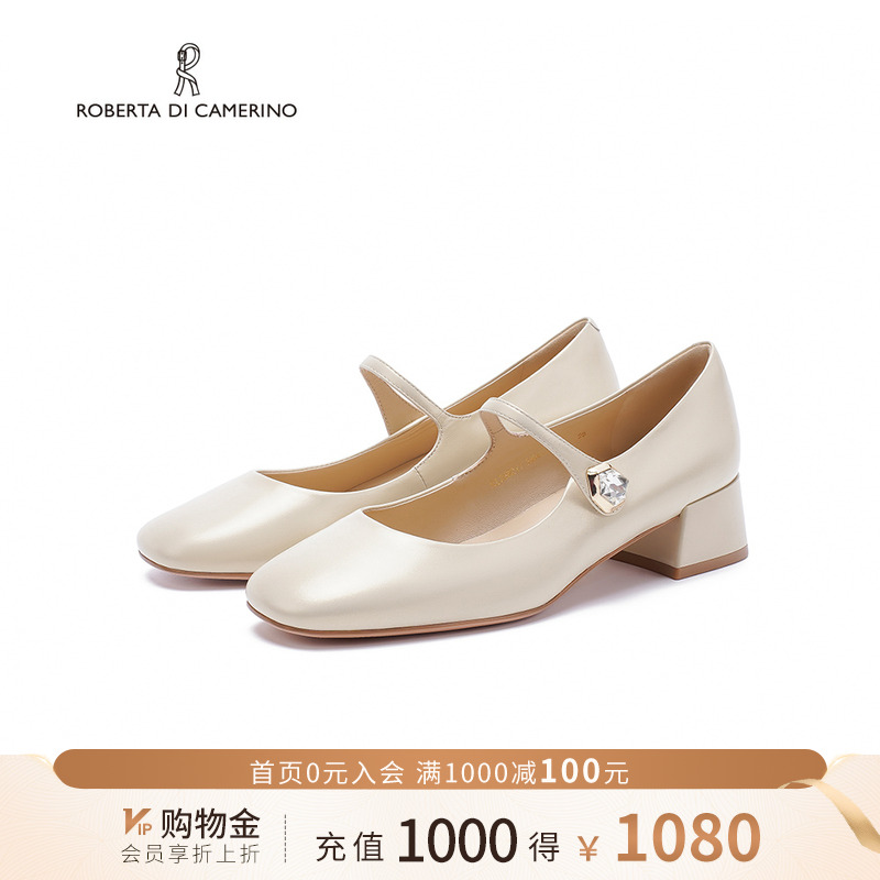 诺贝达新款玛丽珍鞋时髦女郎复古女鞋气质真皮浅口单鞋RL258211