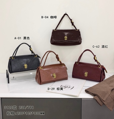 专柜正品小众时尚油蜡亮面手提小包女百搭休闲软皮单肩链条斜挎包