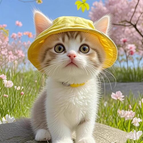 可爱猫咪帽子露耳朵夏季宠物防晒太阳帽英短德文猫小猫狗狗渔夫帽