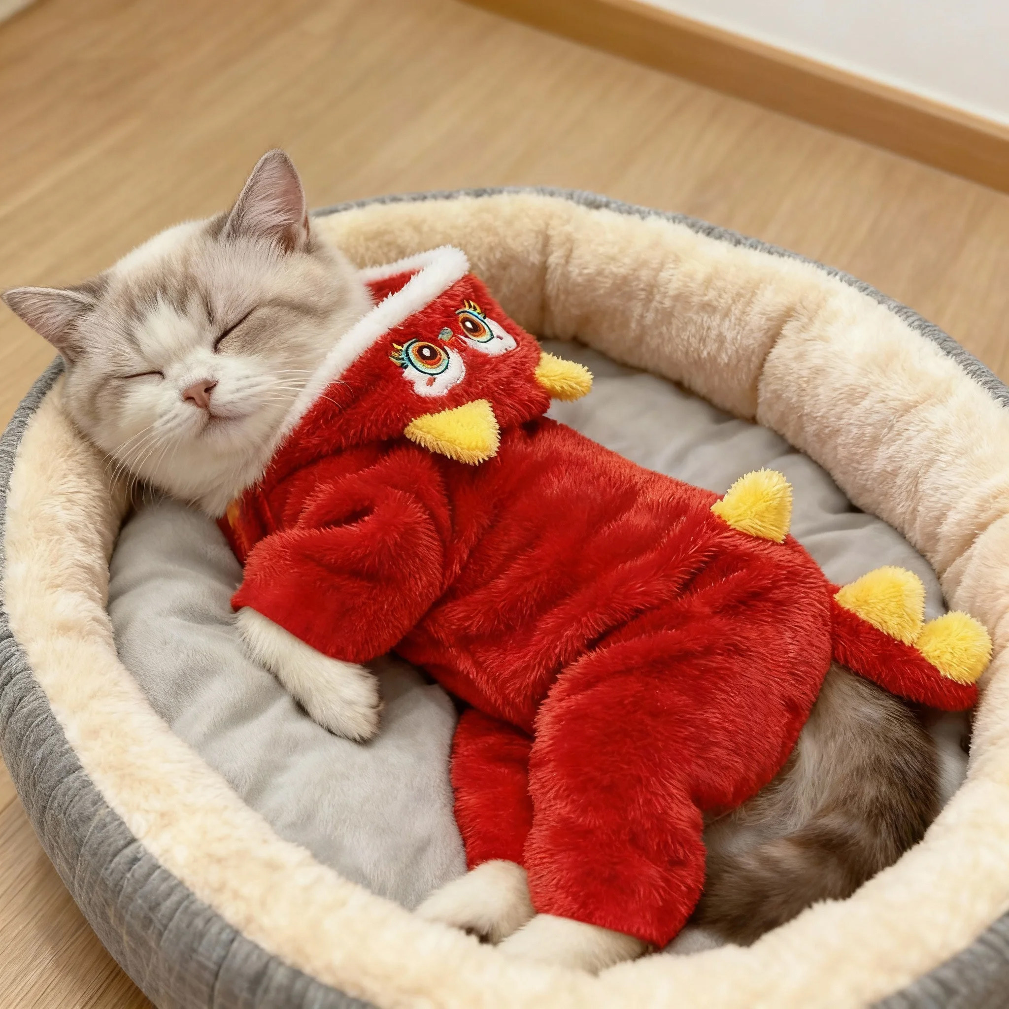 猫咪衣服秋冬保暖新年喜庆四脚衣金渐层布偶英短宠物狗狗过年棉衣