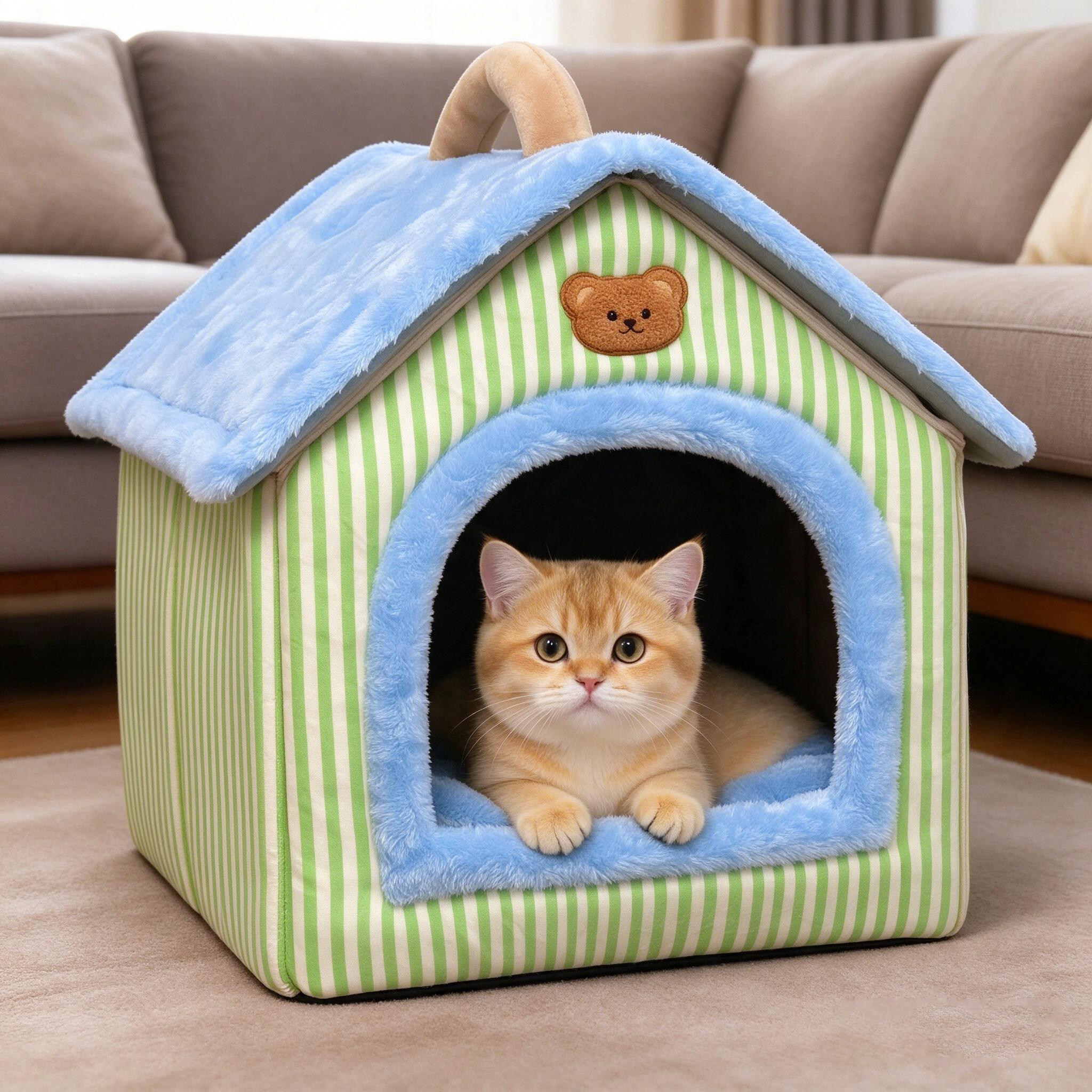 猫窝冬季保暖封闭式安全感宠物加绒窝猫咪房子四季通用可拆洗狗窝
