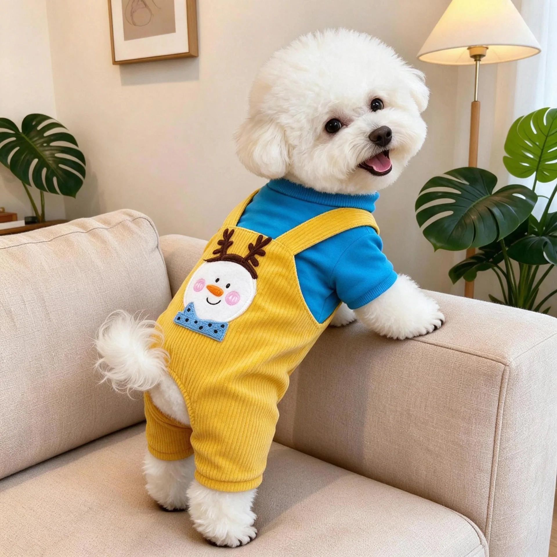 宠物衣服狗狗冬季泰迪比熊加绒加厚保暖四脚背带裤猫咪秋冬四脚衣