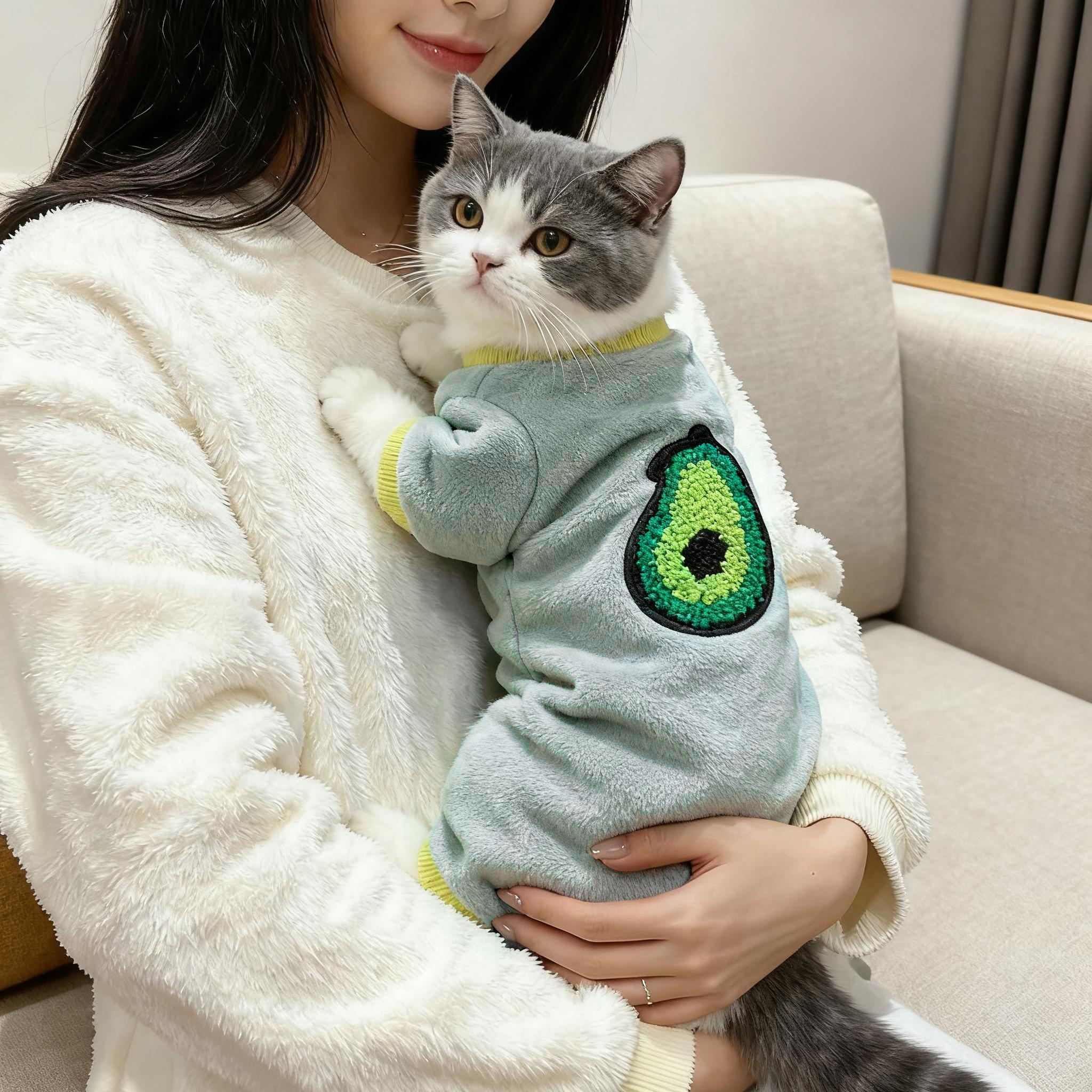 猫咪衣服冬季法兰绒四脚衣宠物蓝猫英短布偶银渐层保暖狗狗居家服