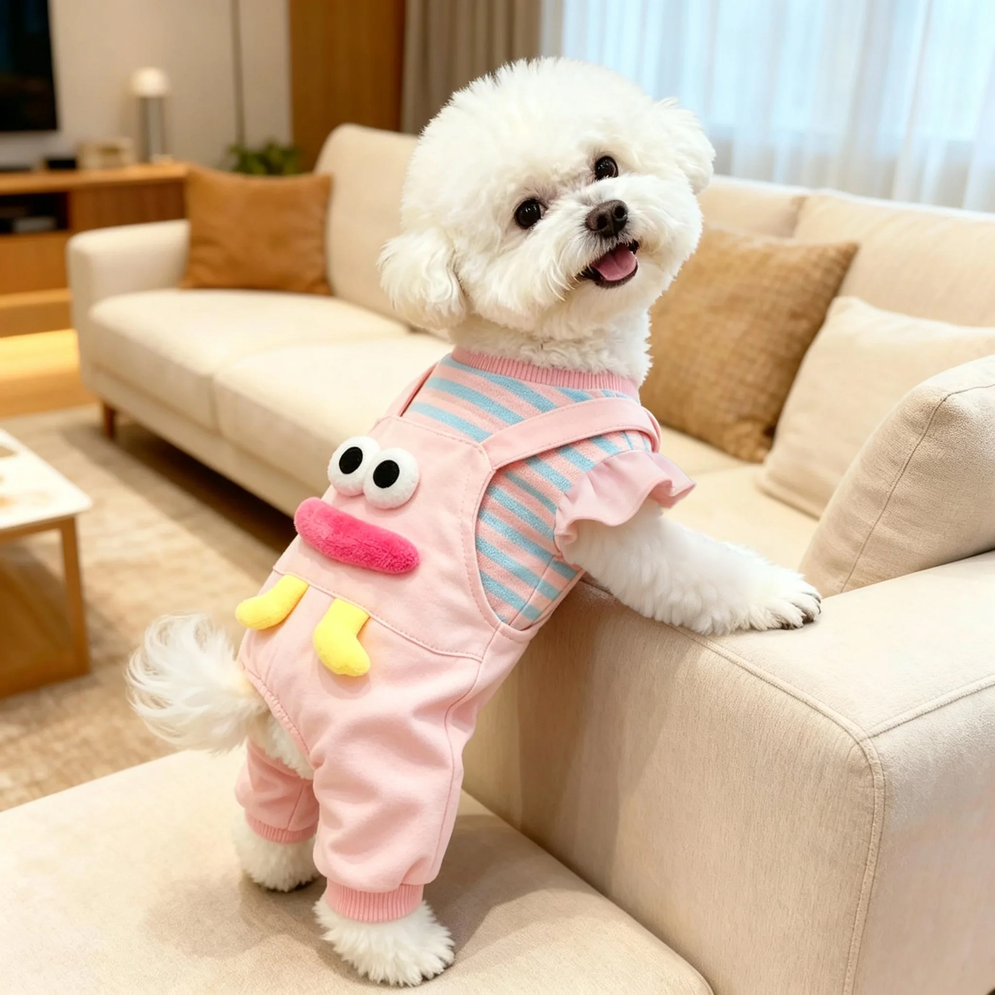 狗狗衣服春秋款可牵引四脚背带裤宠物泰迪比熊防掉毛中小型犬服装