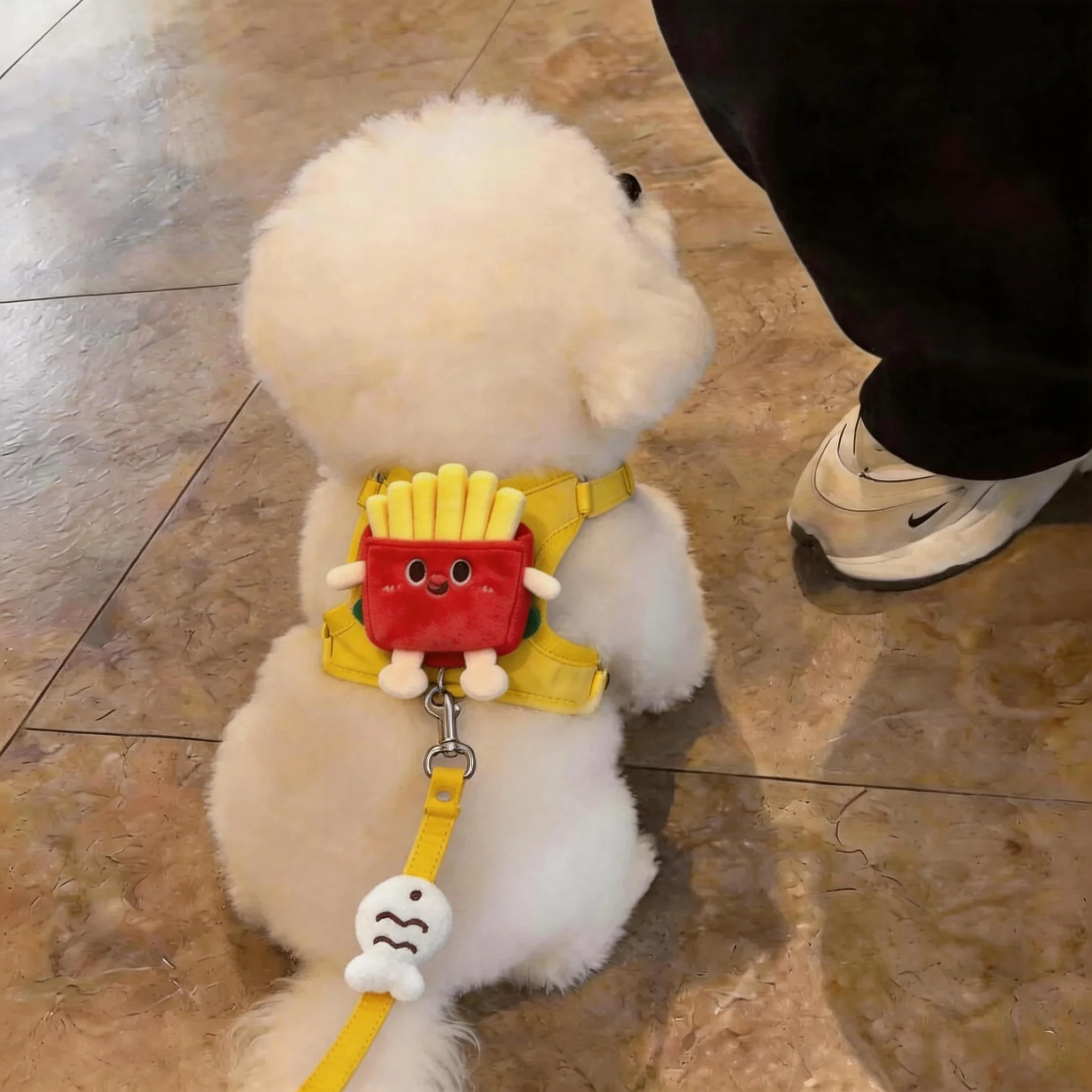狗狗可爱薯条胸背牵引绳可伸缩宠物卡通玩偶遛猫绳猫咪外出防挣脱图片