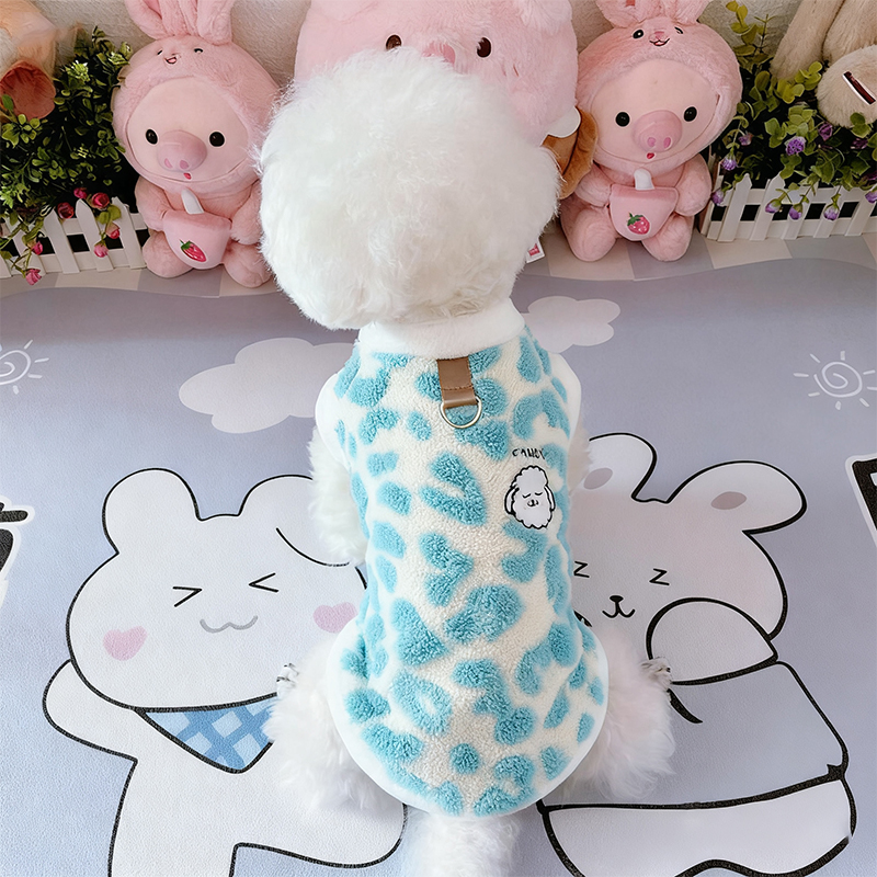 博美狗狗衣服秋冬季保暖绒衣泰迪比熊宠物猫咪可牵引防掉毛背心