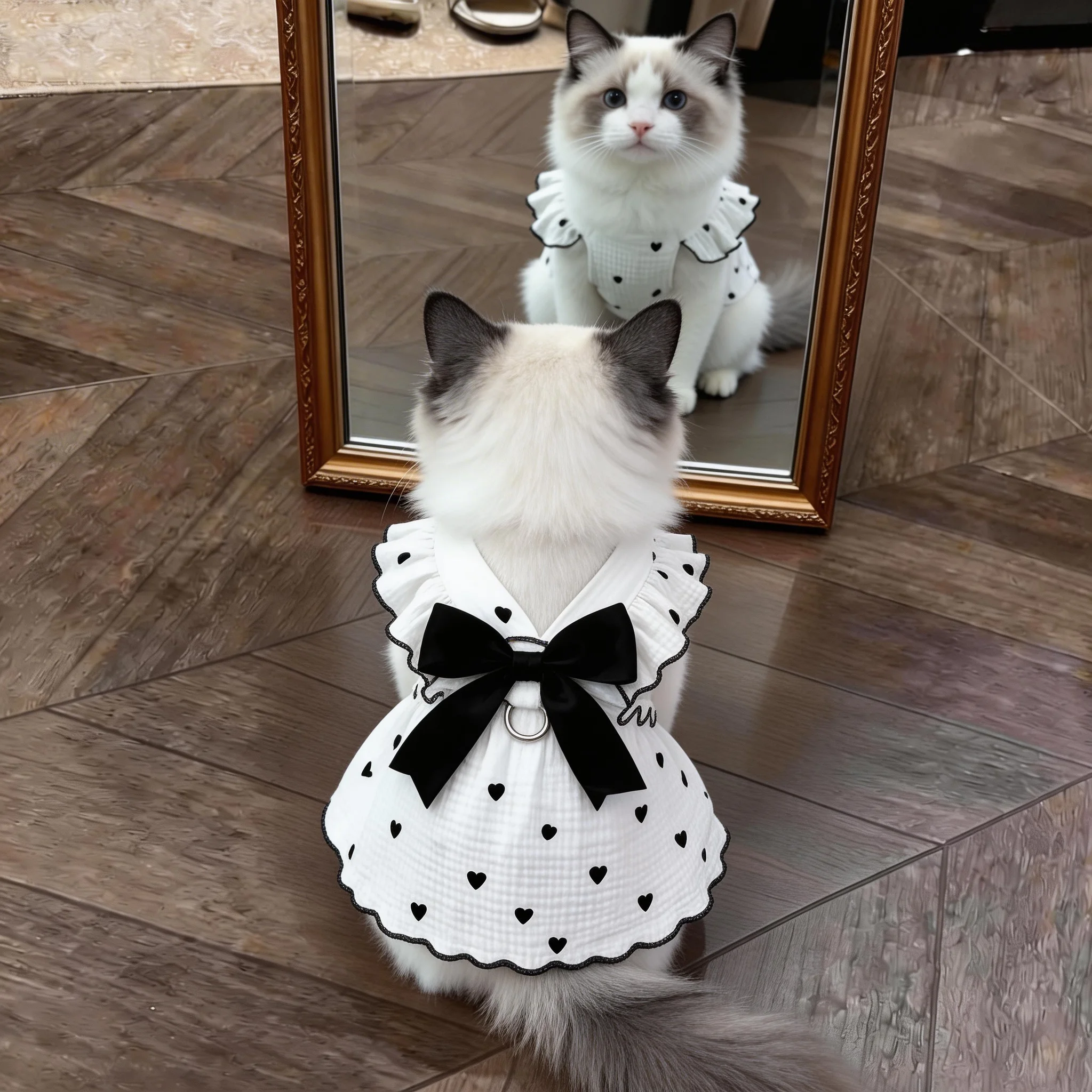 猫咪衣服春夏可爱公主裙布偶金渐层防掉毛宠物小狗狗蝴蝶结连衣裙