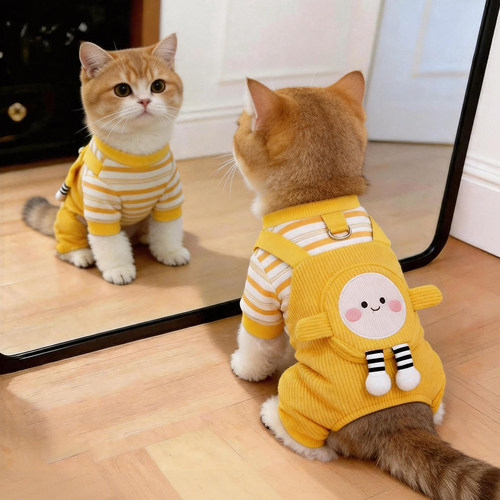 猫咪衣服秋季保暖可爱背带裤防掉毛布偶金渐层宠物狗可牵引四脚衣