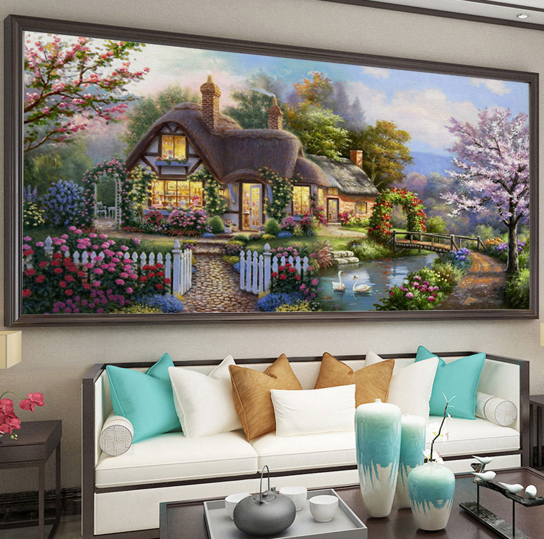 梦幻家园十字绣新款客厅现代简约卧室风景画大幅花园小屋刺绣线绣