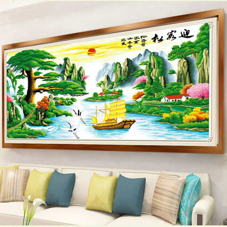 蒙娜丽莎流水富贵十字绣迎客松财运版客厅新款线绣风景大幅山水画|msdalam kategori rumah Fabrik, Cross Alat Jahit dan Aksesori, Cross Stitch Kit - dari Buy2taobao.com untuk memberikan perkhidmatan ejen Taobao profesional membeli