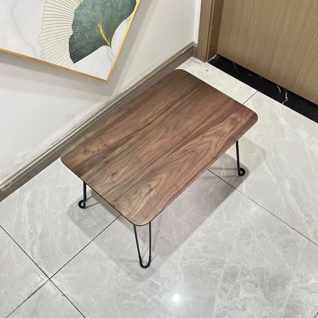 黑胡桃电脑桌实木书桌折叠桌家用飘窗桌榻榻米日式小茶几小茶桌