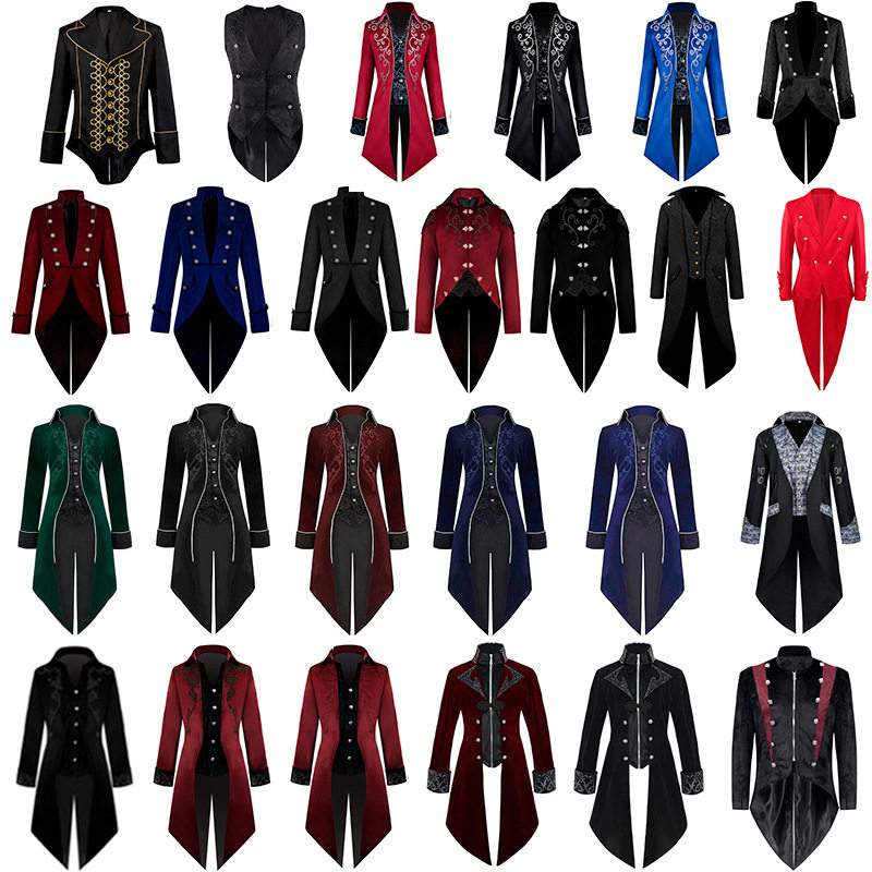 欧式宫廷男装欧洲中世纪贵族王子礼服内搭打底衫演出服长款燕尾服