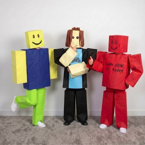 万圣节儿童Roblox游戏cos服 Noob方块人派对表演演出服装游戏同款