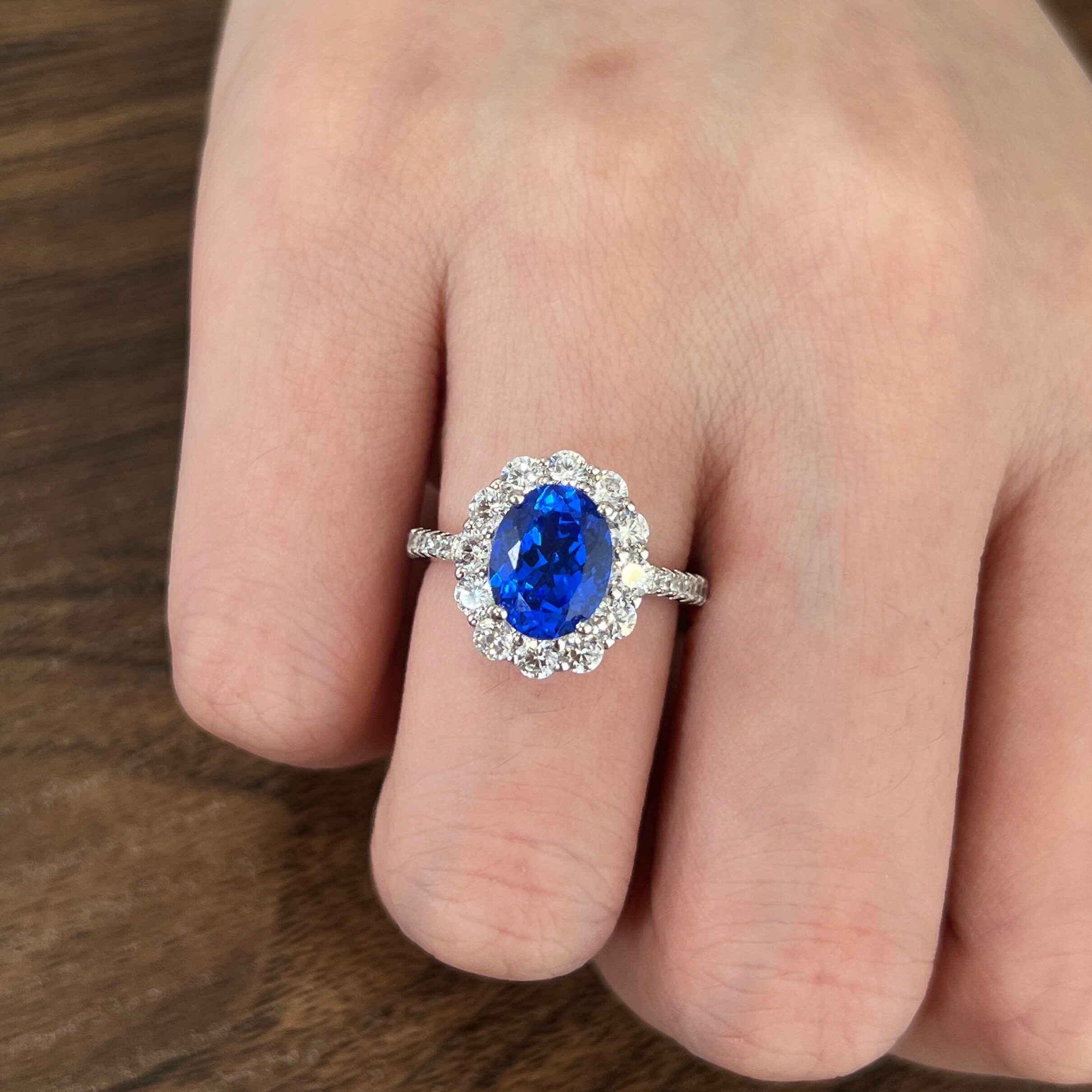 培育钴尖晶S925纯银戒指2.4ct