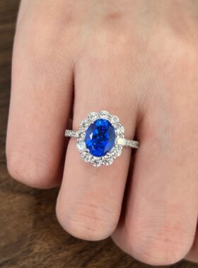 培育钴尖晶S925纯银戒指2.4ct