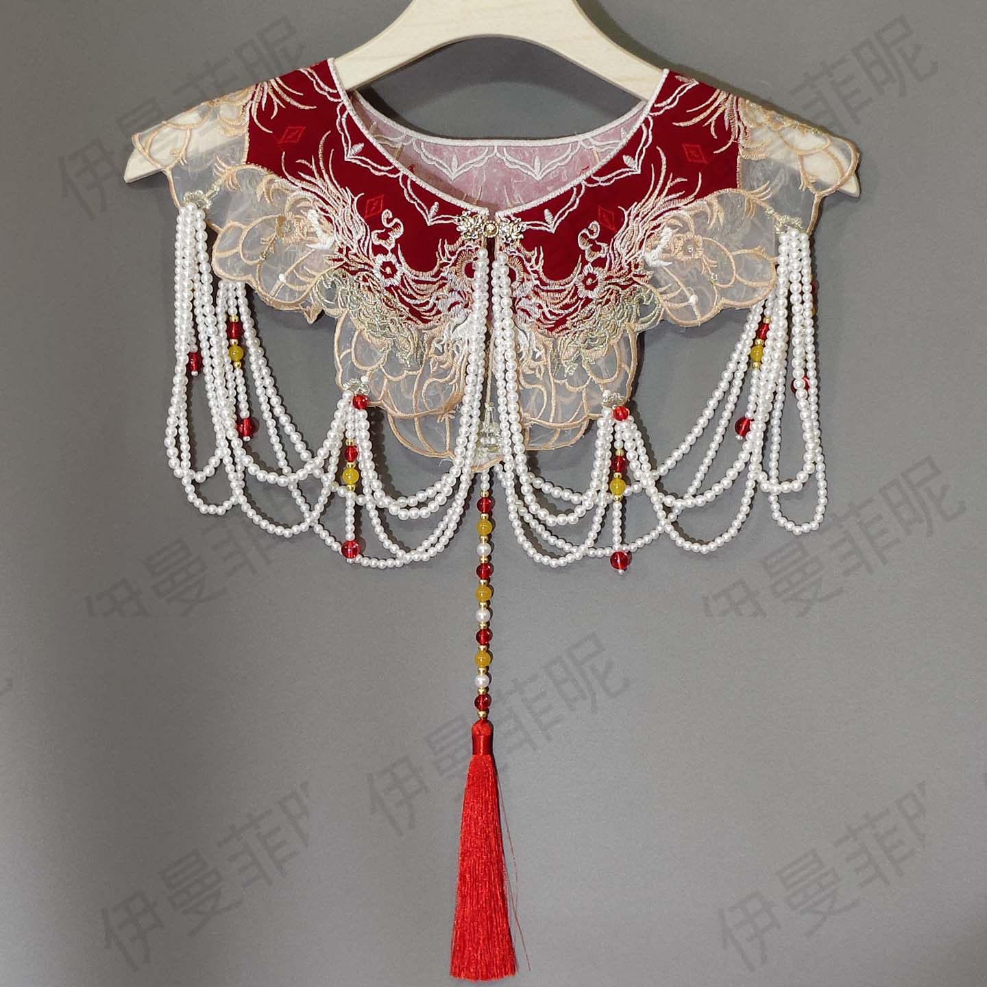 新中式流苏吊坠云肩马面裙配饰外搭披肩订婚新娘伴娘旗袍敬酒礼服