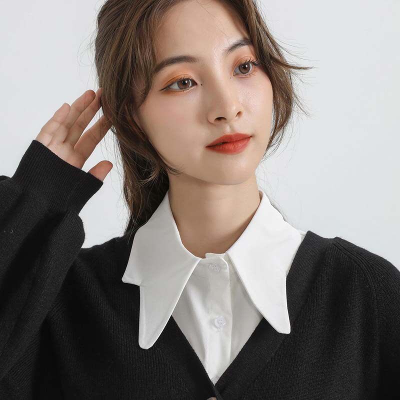 韩版涤棉娃娃尖领半身领假领子