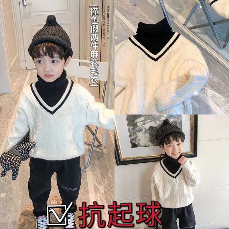 针织毛衣2022冬季男童加绒加厚