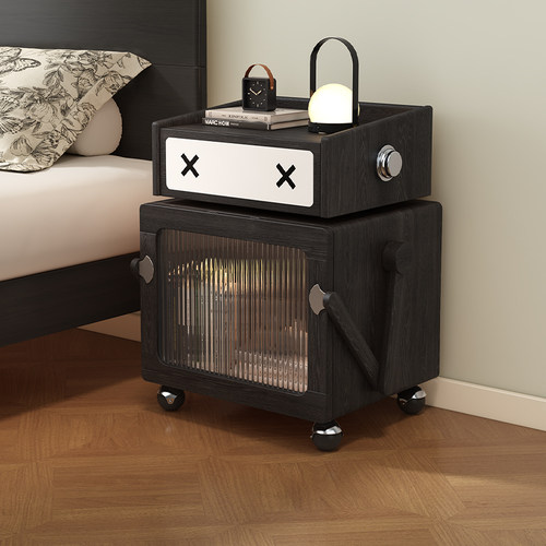 榆柳轩实木机器人床头柜可移动