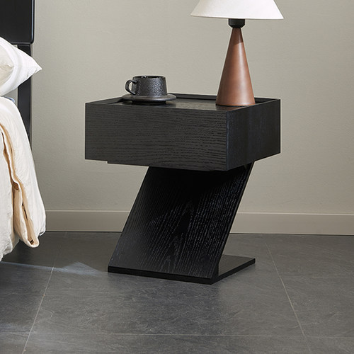 榆柳轩意式实木床头柜创意Z形