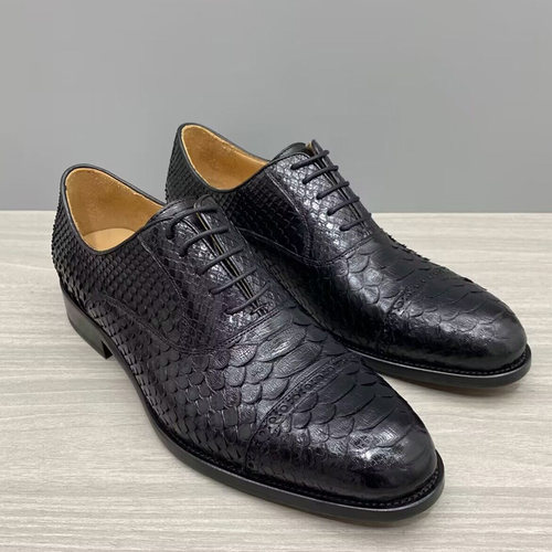 牛皮底商务正装皮鞋蟒蛇皮牛津鞋