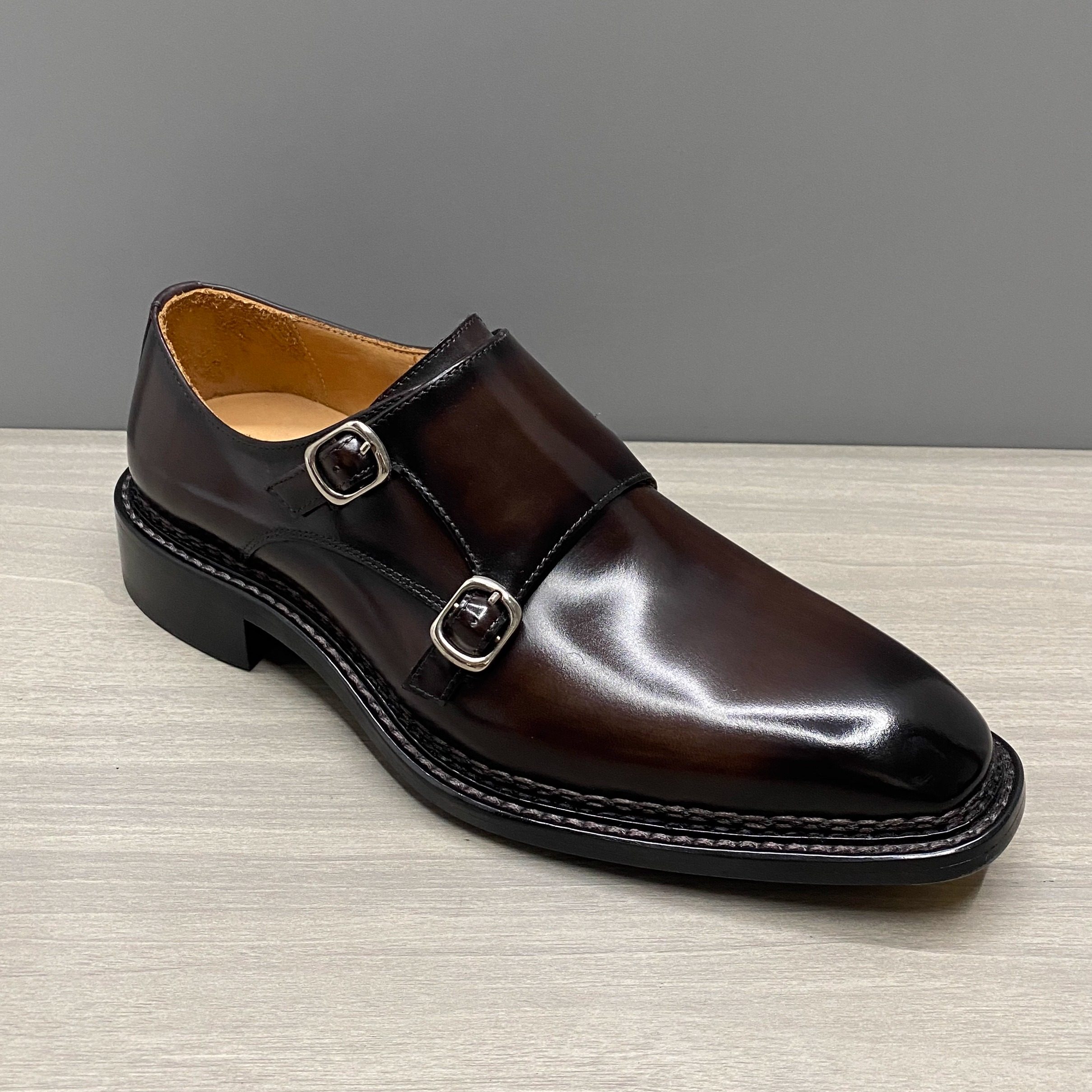 狠货 头层小牛皮复古搭扣商务正装皮鞋男全皮底英伦风孟克鞋,流行男鞋,正装皮鞋,淘宝优惠券,粉丝福利购,淘宝优惠卷