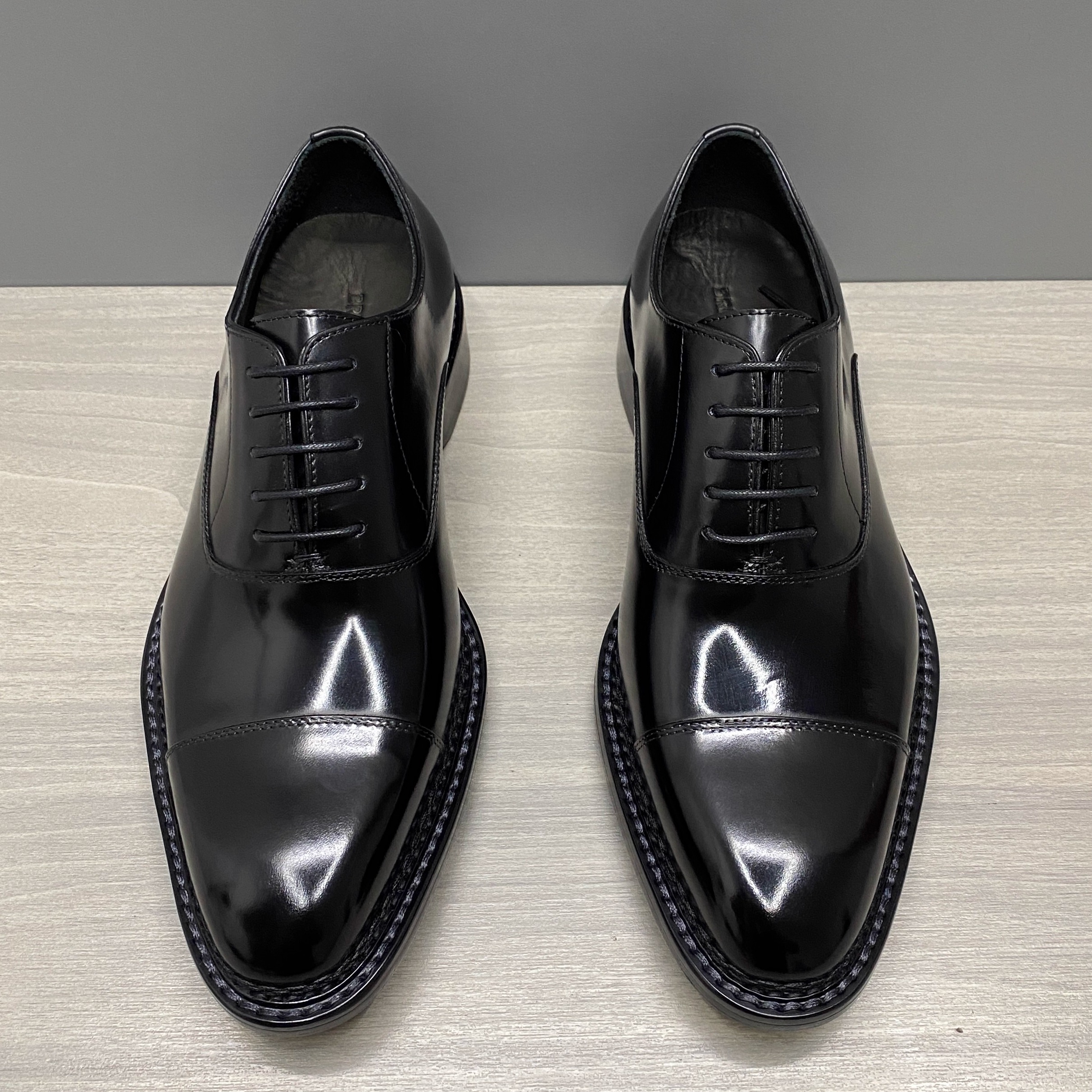 小牛皮三接头系带商务正装皮鞋男