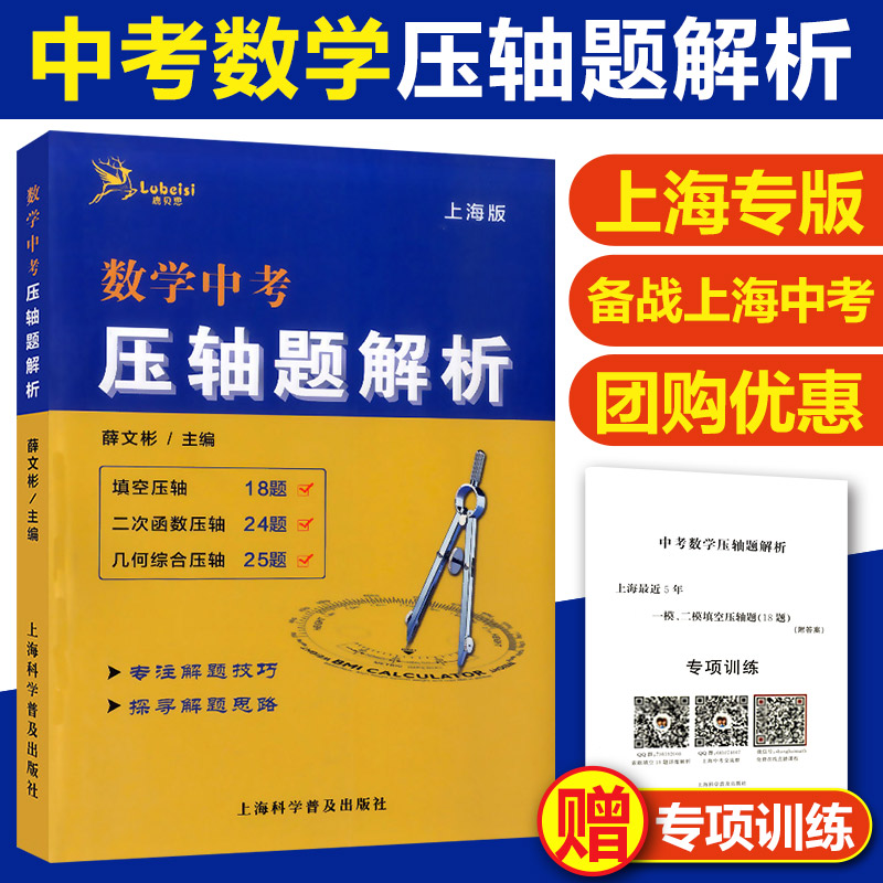 正版 鹿贝思 数学中考 压轴题解析 上海版 初一初二初三适用 中考数学压轴题 初三中考数学一模二模试题解析 挑战中考压轴题