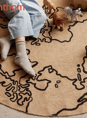 zenthom/Ferm Living Jute Carpet黄麻地毯挂毯世界地图