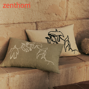 zenthom/Ferm LIVING Vuelo飞鸟刺绣抱枕客厅有机棉靠枕装饰