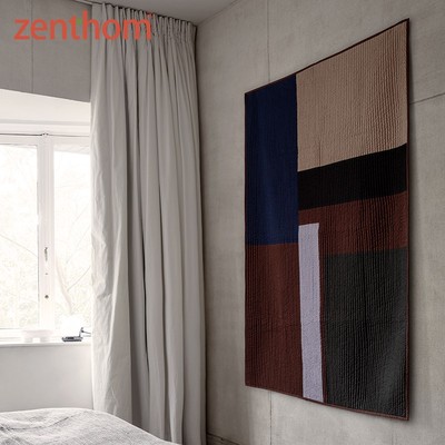 zenthom/Ferm LIVING Shay拼布有机棉撞色盖毯毛毯挂毯墙面装饰