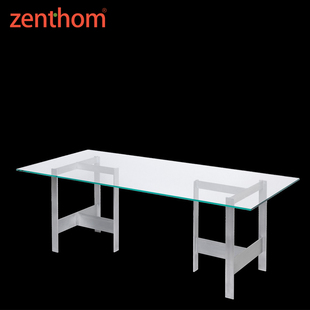 Lager铝制玻璃餐桌现代简约会议桌书桌 Living zenthom Ferm