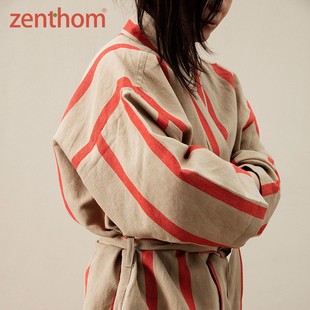 和风男女同款 Ferm ROBE棉麻日式 FIELD 浴袍条纹居家服 LIVING