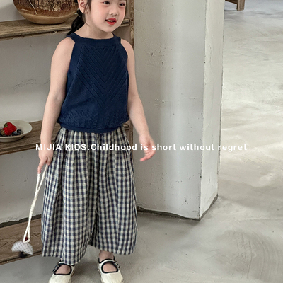 女童夏季格子裤套装2026新款