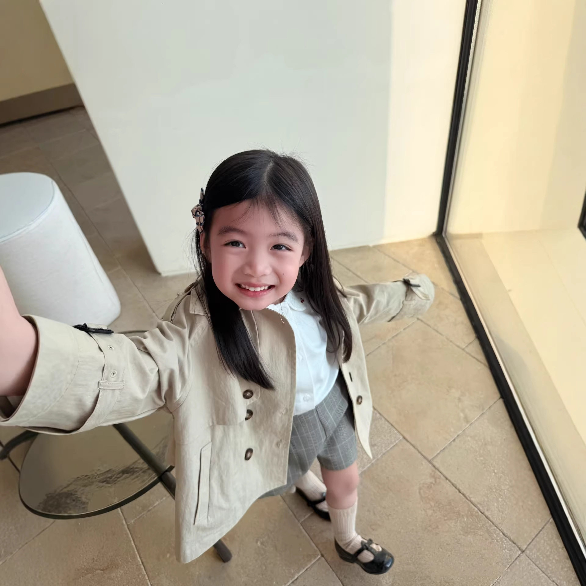秋季新款韩版中长双排扣童外套