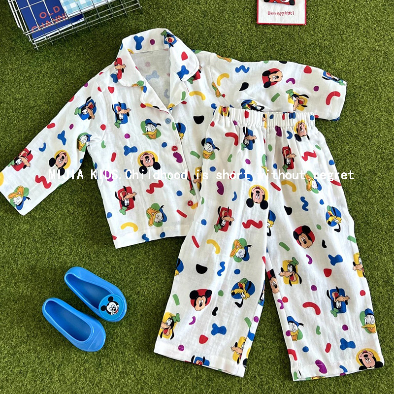 儿童睡衣2024秋季新款女童居家服两件套韩系童装男童卡通长袖长裤