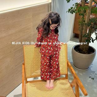 儿童睡衣套装秋冬季新款男童女童女孩宝宝卡通印花长袖纯棉家居服