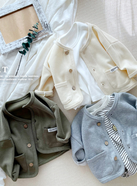 韩国儿童宽松开衫休闲外套男女百搭圆领舒适上衣校园洋气80-150码