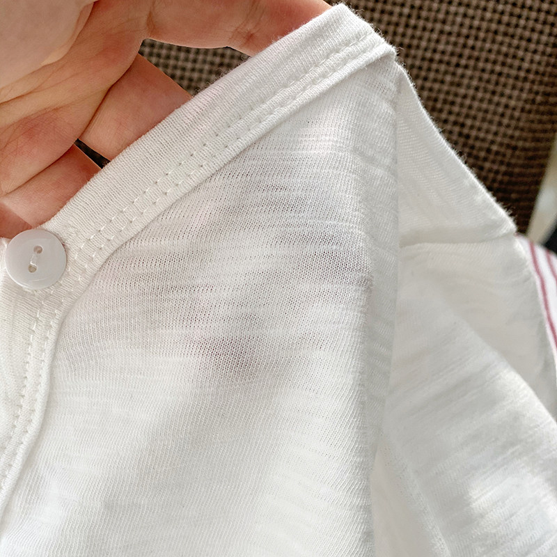 경량 코트 에어컨 셔츠 남성과 여성 어린이 순수 코튼 통기성 카디건 흰색 부드러운 밀랍 태양 보호 의류 통기성